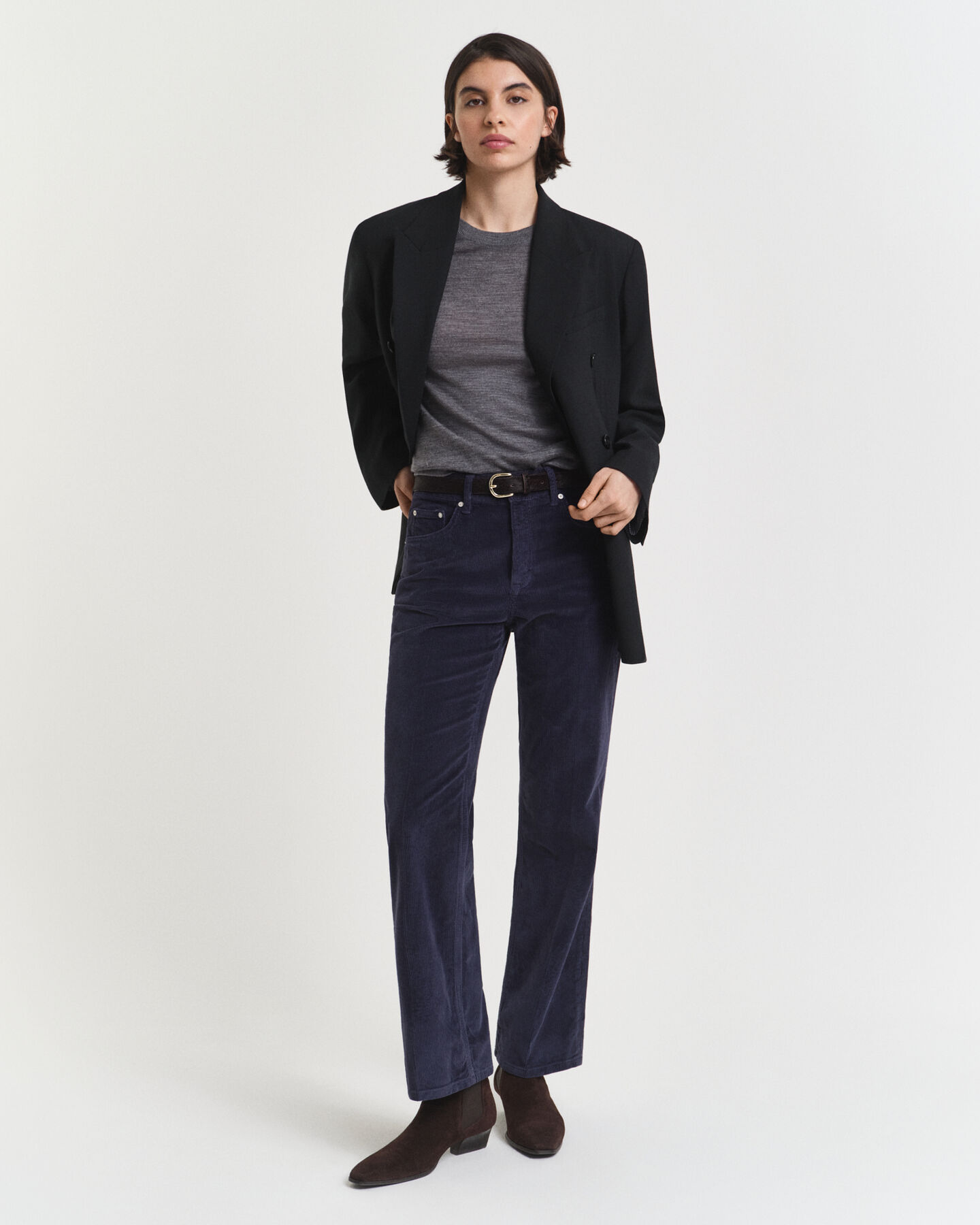 Camisola de malha com decote redondo em lã de merino extrafina