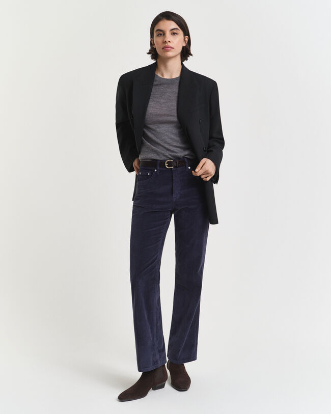 Camisola de malha com decote redondo em lã de merino extrafina