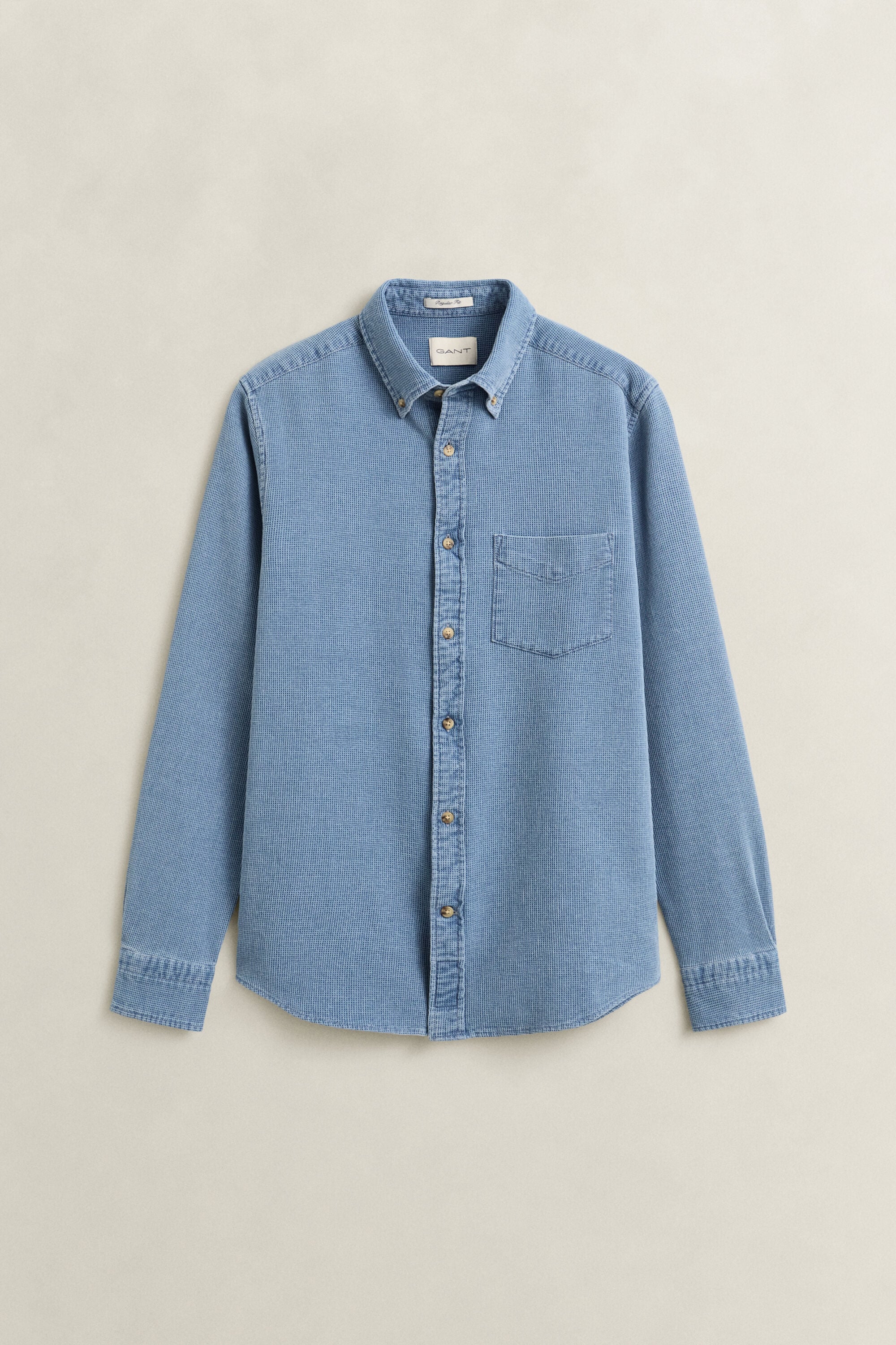 Camisa com padrão waffle índigo