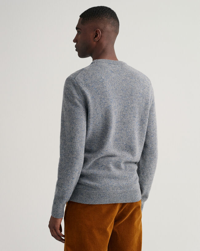 Pulover com decote redondo em malha de neps mesclada