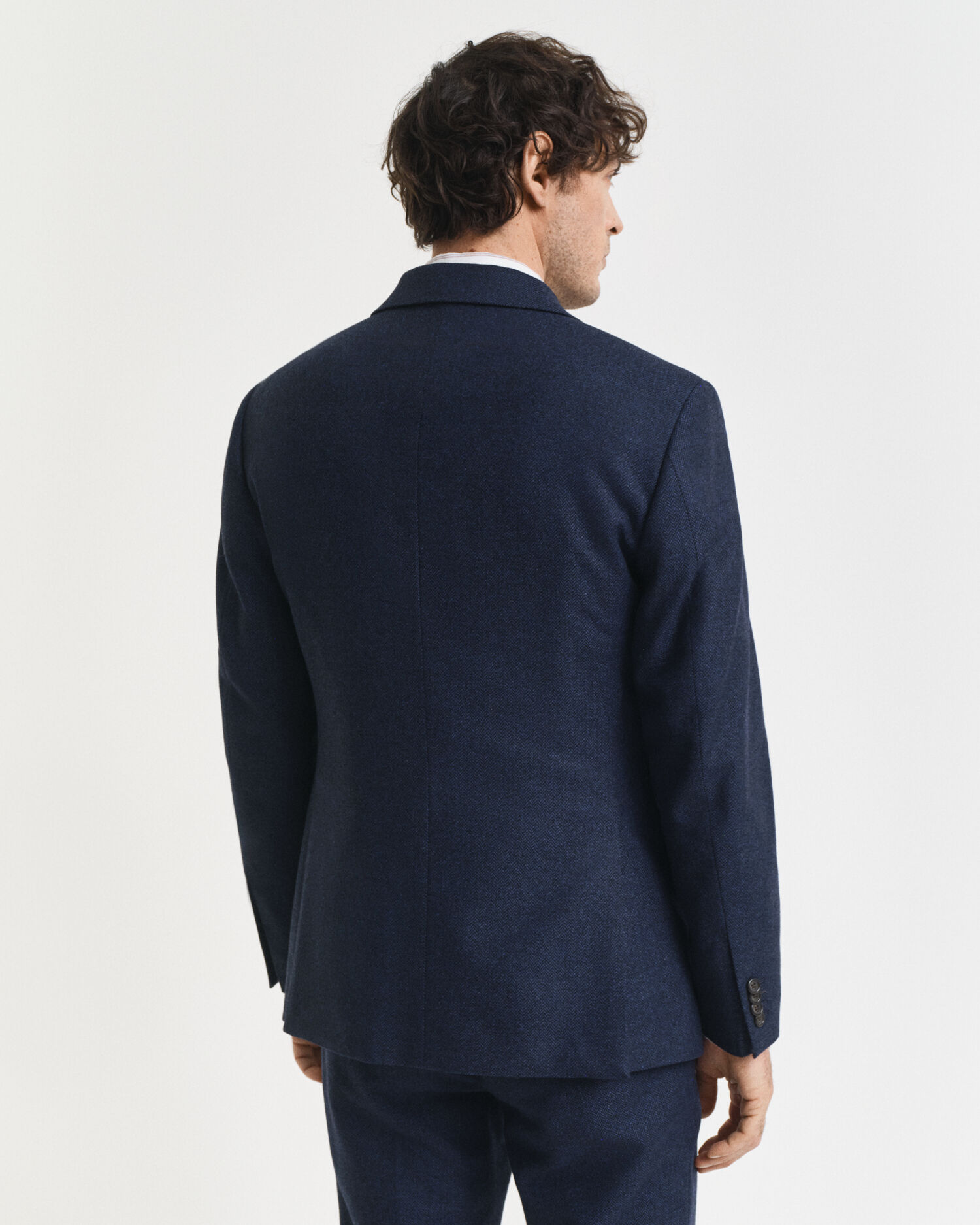 Casaco de fato em flanela com padrão espinha de peixe slim fit