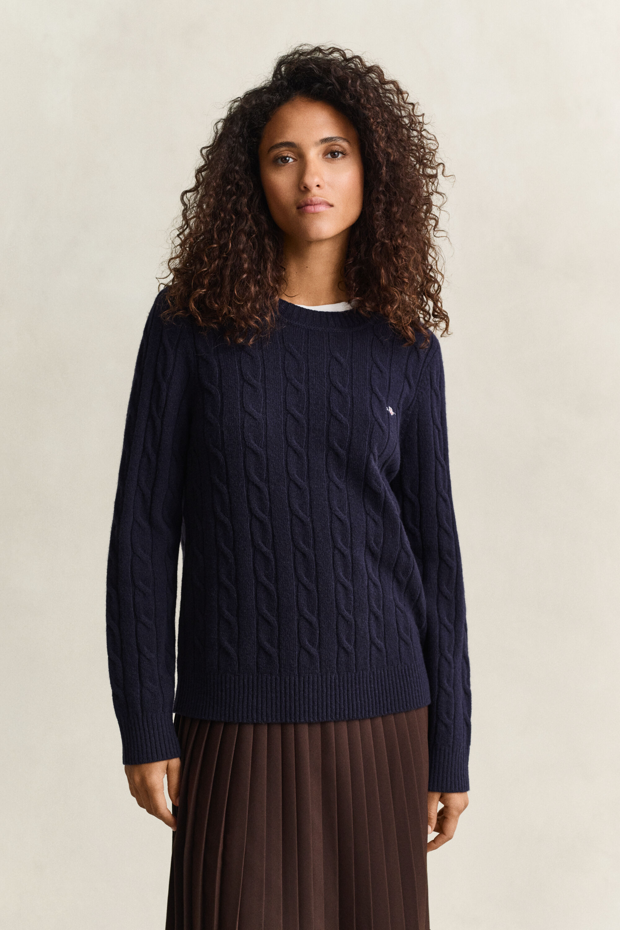 Camisola de malha entrançada em lã