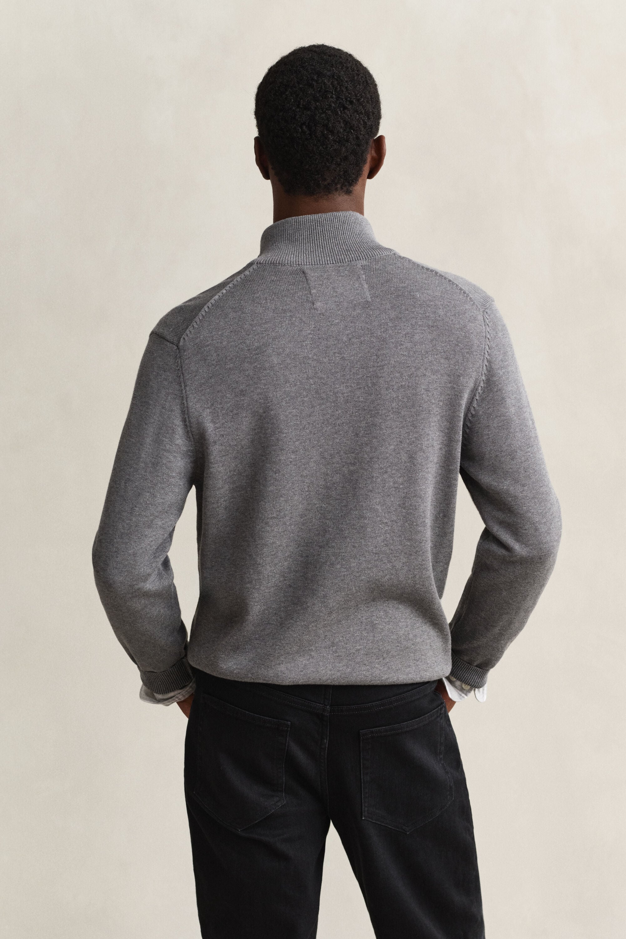 Casaco de malha com fecho de correr Casual Cotton