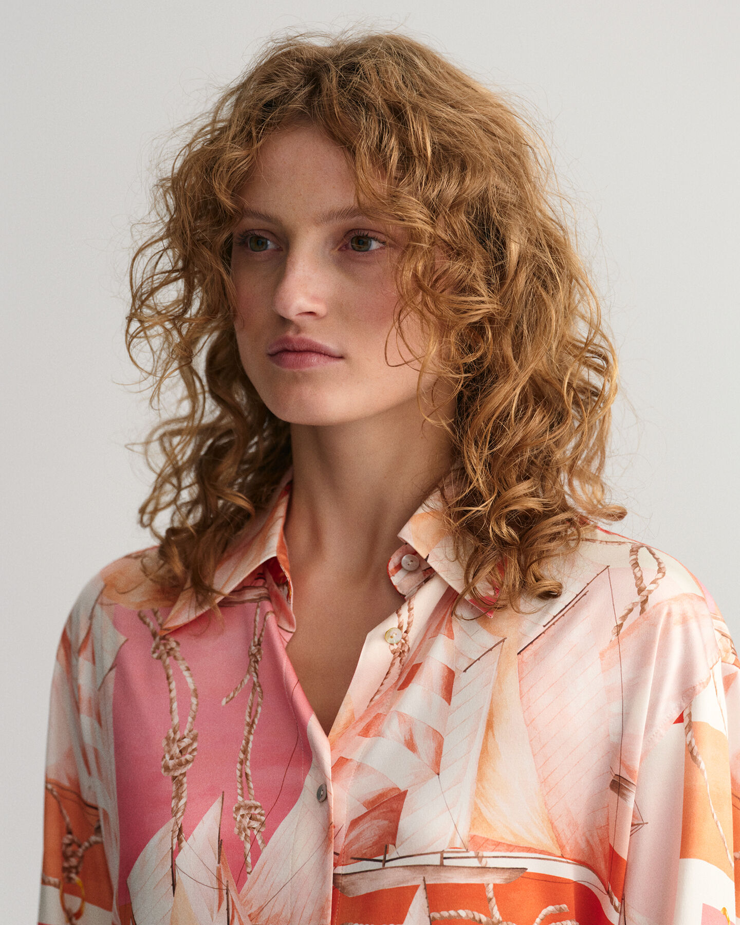 Camisa de seda com estampado Sailing relaxed fit