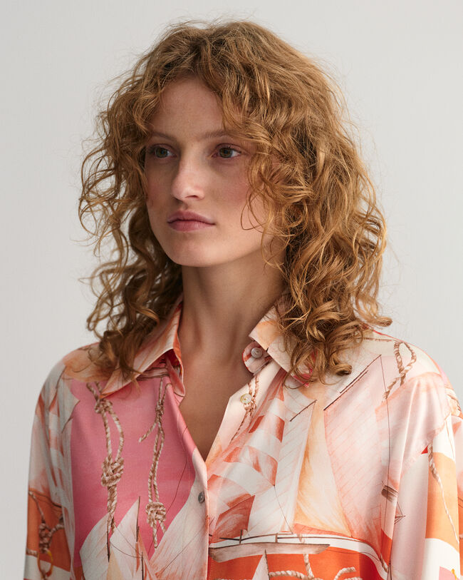 Camisa de seda com estampado Sailing relaxed fit