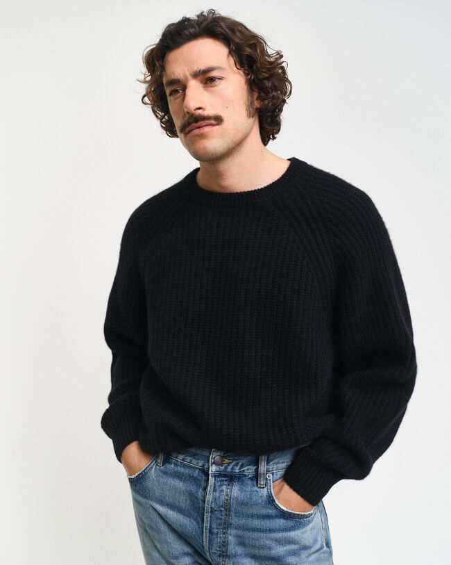 Camisola de malha com decote redondo em caxemira