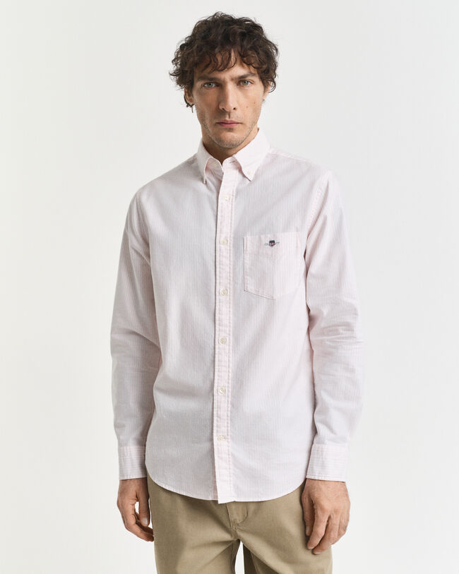 Camisa Oxford clássica com riscas finas regular fit