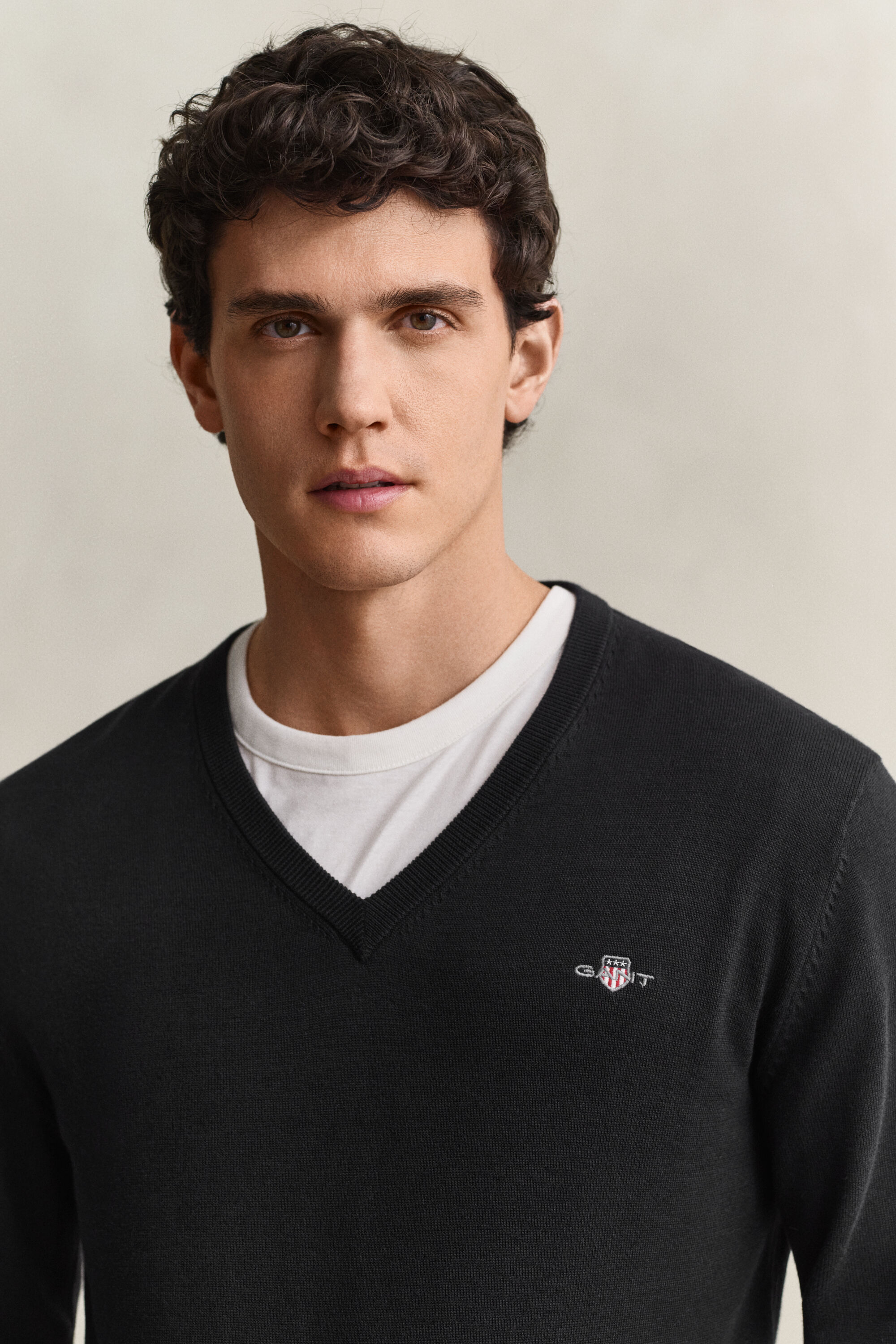 Pullover com decote em V em algodão