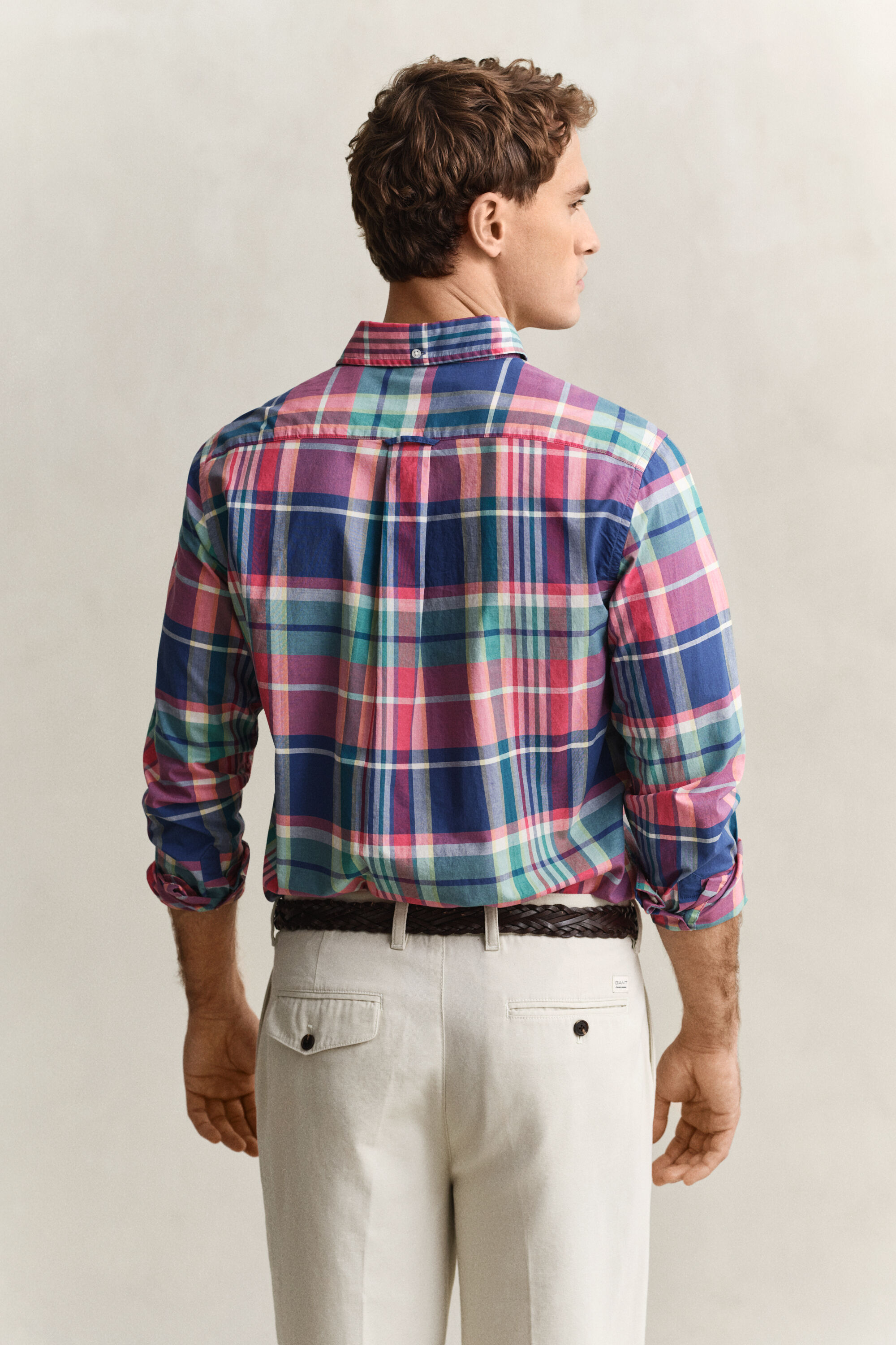 Camisa com padrão de xadrez Madras