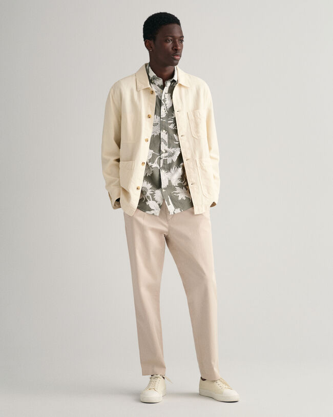 Camisa de linho e algodão com estampado Sunflower regular fit