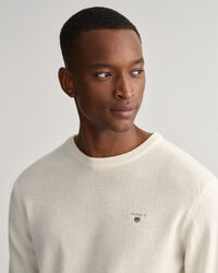 Pulover com decote redondo em l&atilde; extrafina