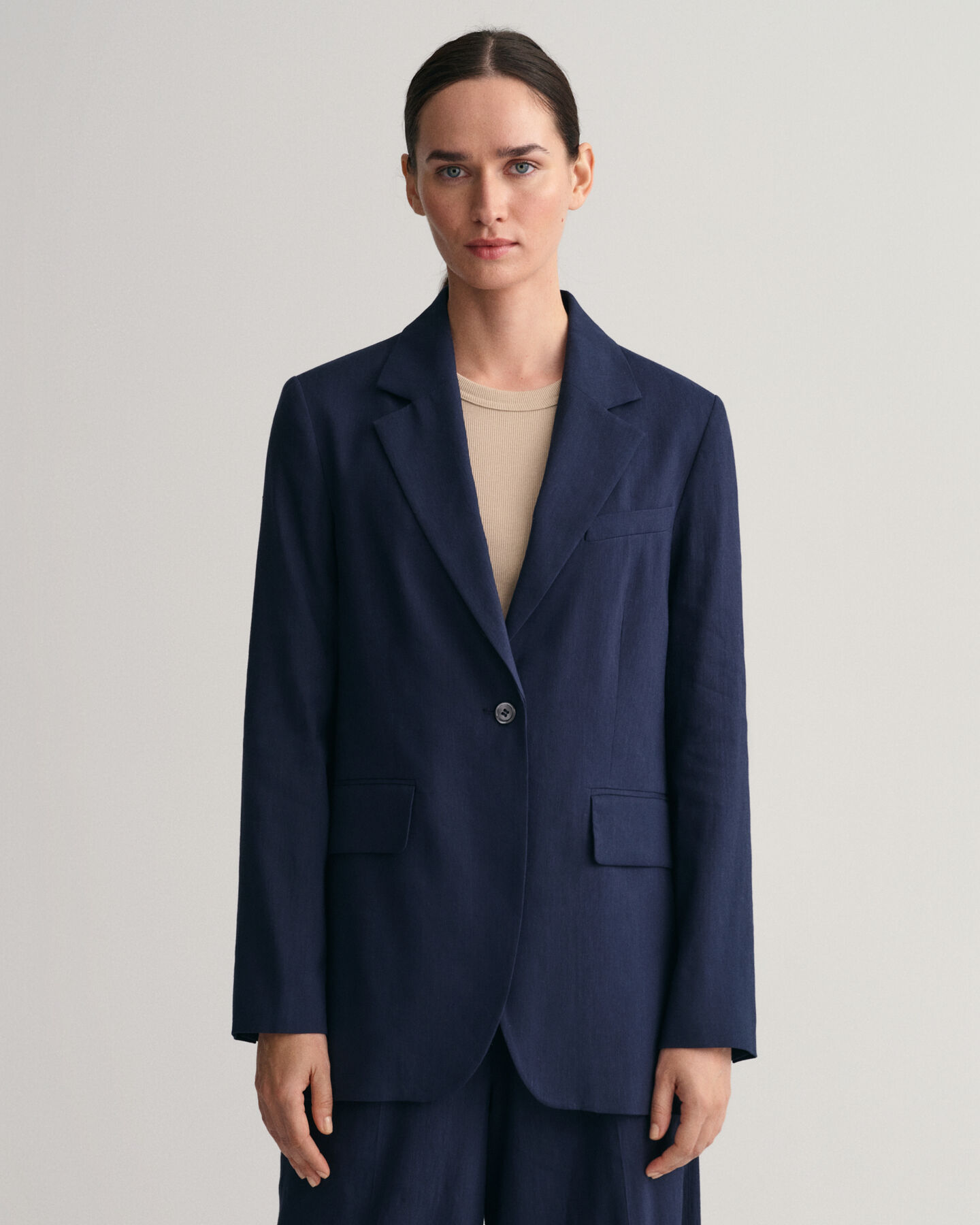 Blazer em linho com elastano regular fit