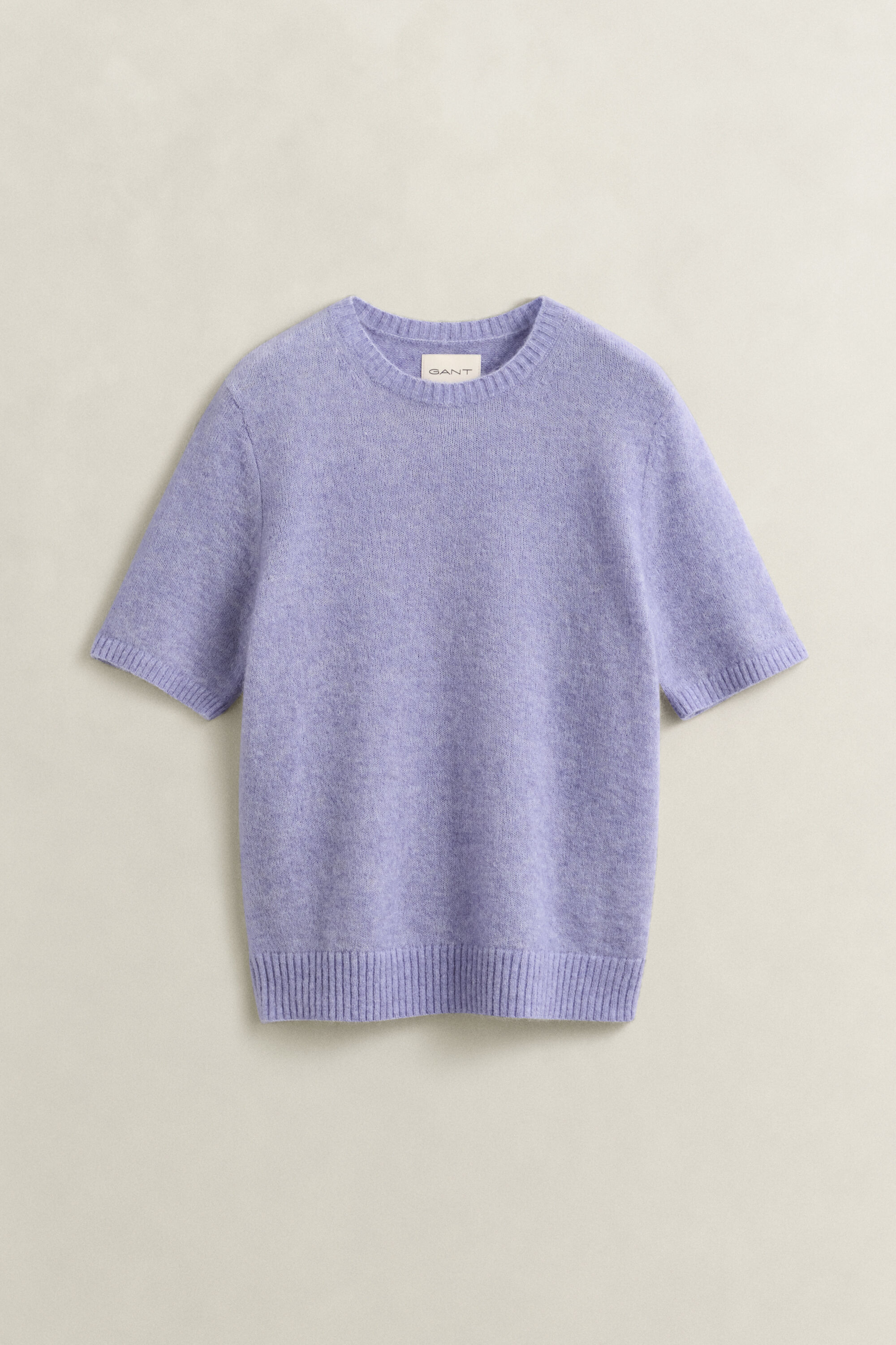 Camisola de malha com manga curta em mistura de lã de alpaca