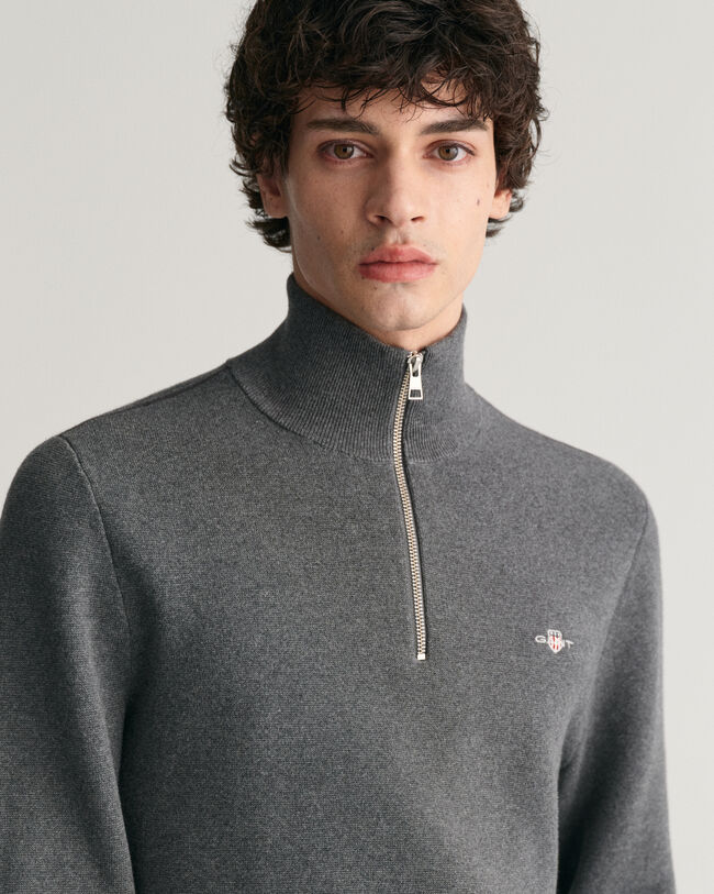 Sweatshirt com meio fecho em algod&atilde;o Milano Knit