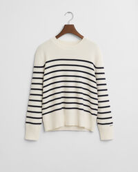 Camisola de malha com decote redondo em algodão às riscas