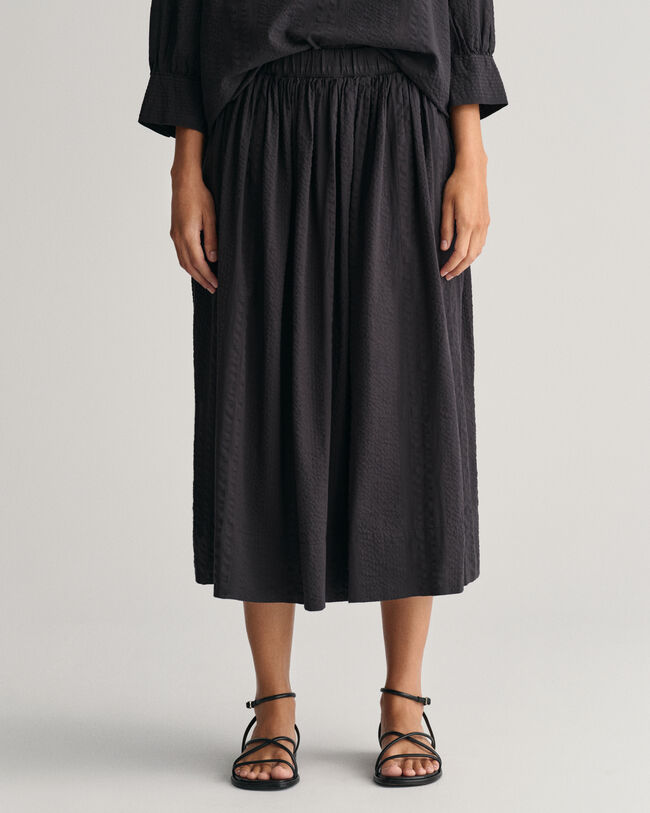 Saia Pull-On às riscas Seersucker