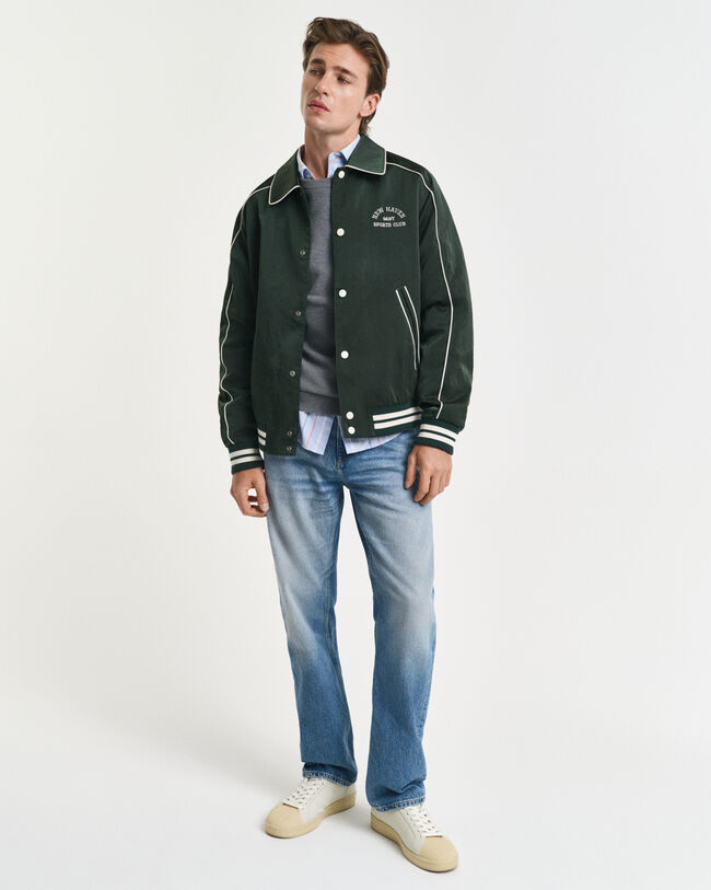 Camisola de malha com decote redondo em algodão piqué