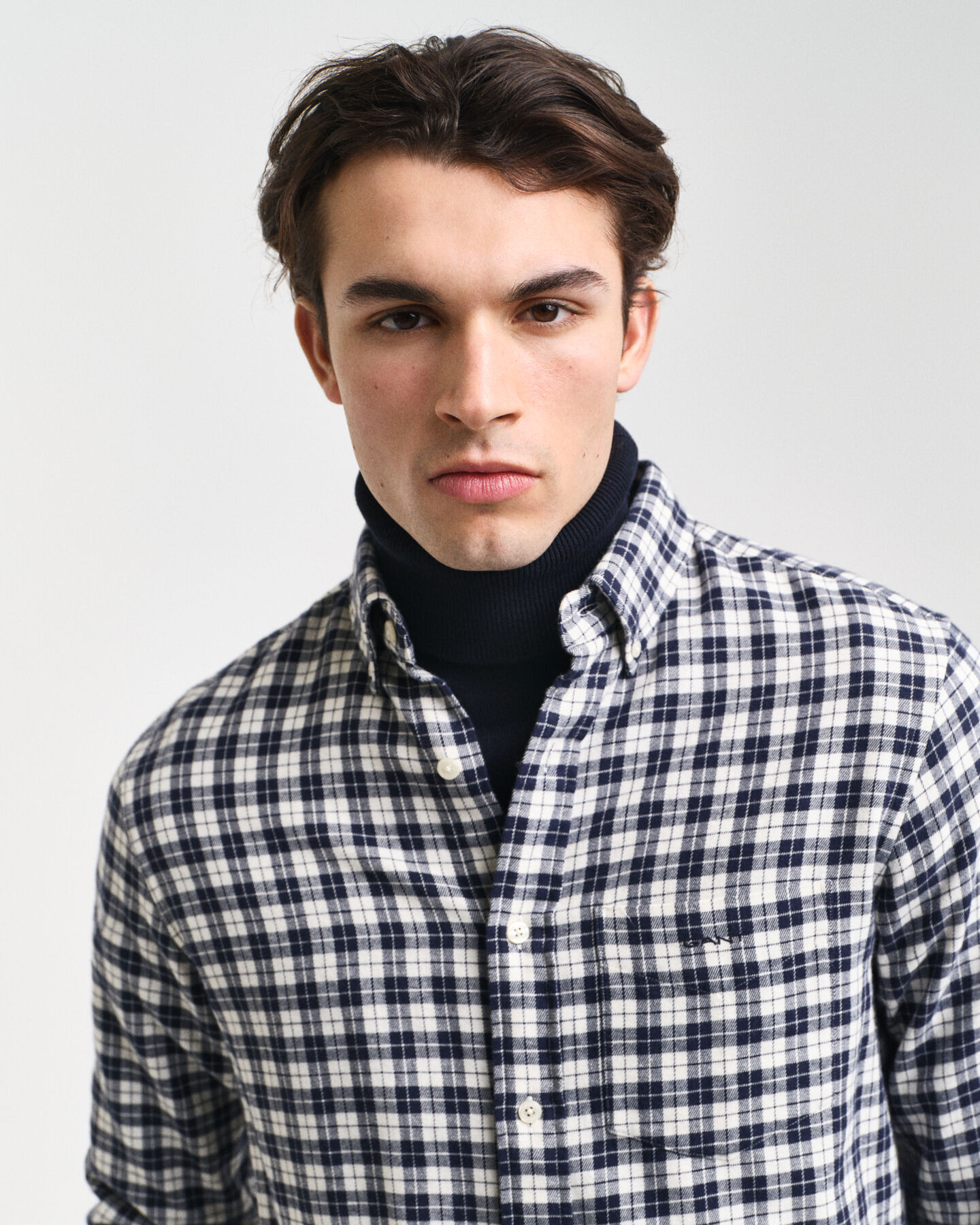 Camisa de flanela com padrão de xadrez regular fit