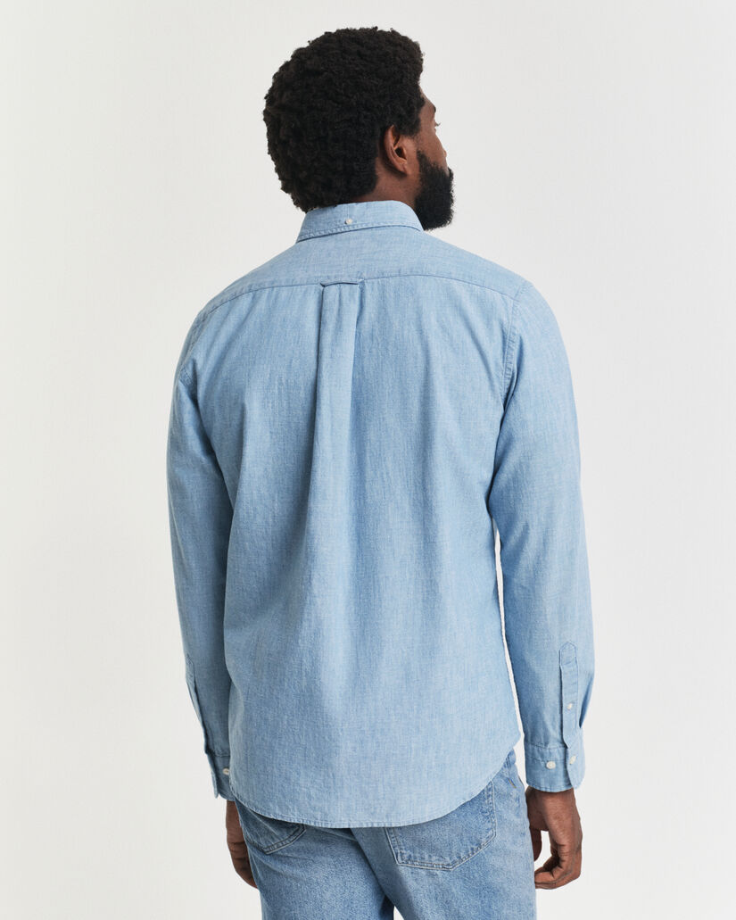 Camisa em chambray índigo regular fit
