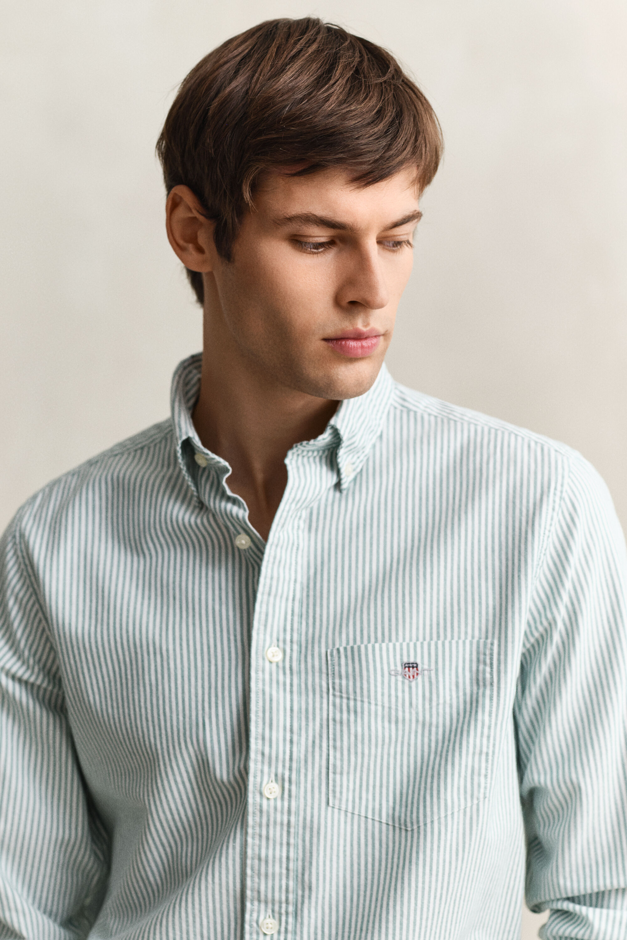 Camisa Oxford às riscas finas Classic