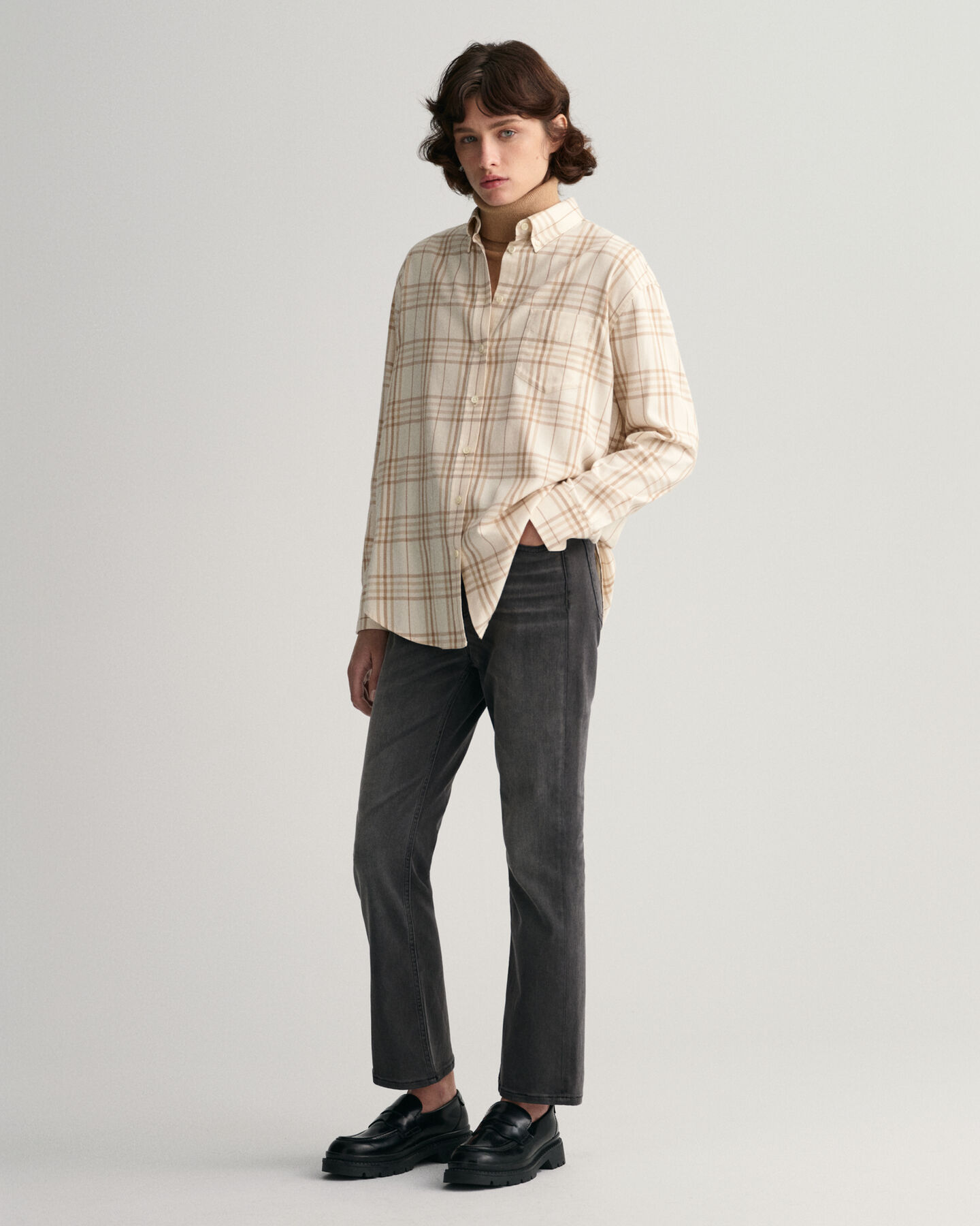 Camisa de flanela com padrão de xadrez relaxed fit