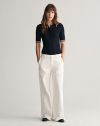 Pulover estilo polo em malha entrançada mini