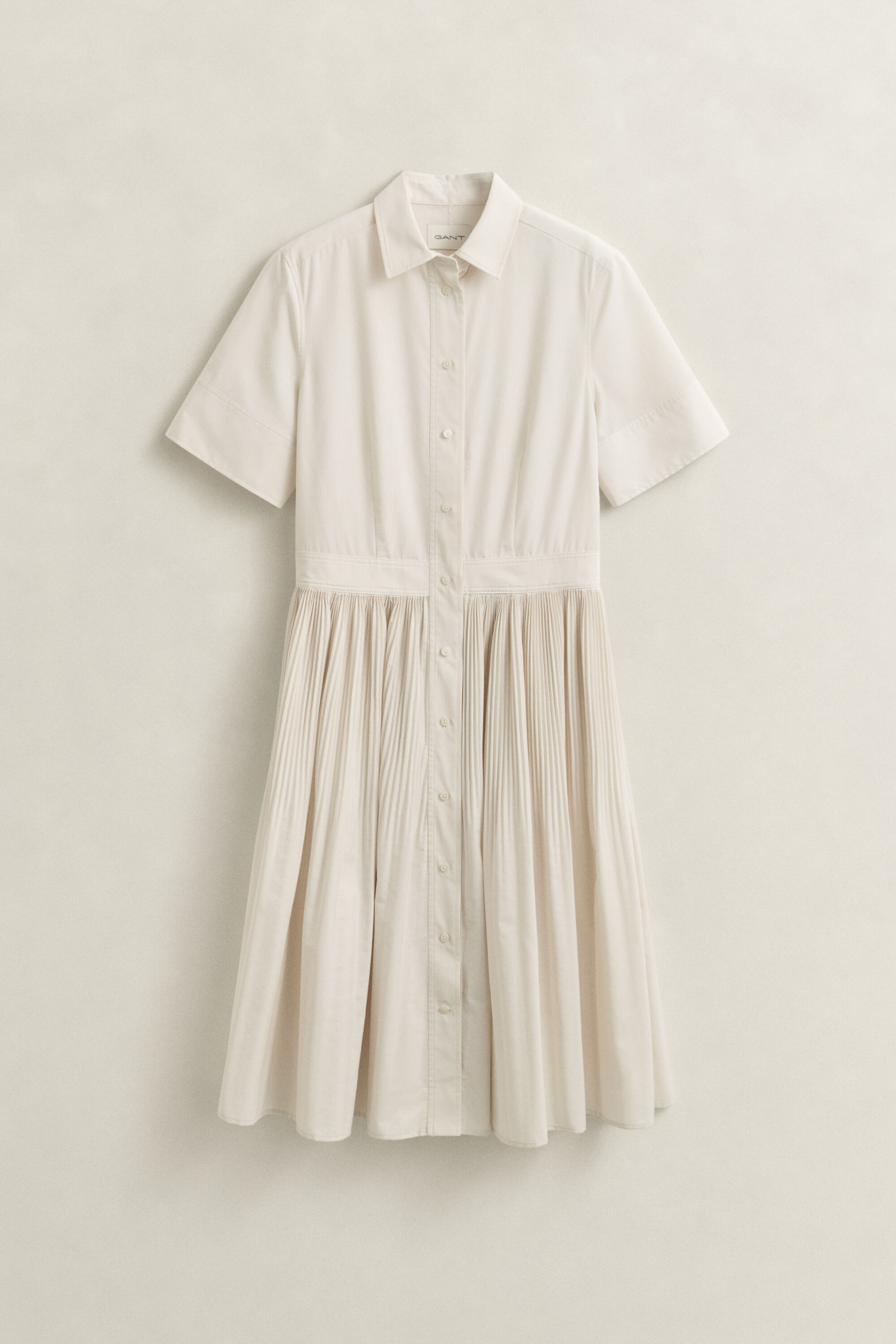 Vestido-camisa em algodão com pregas