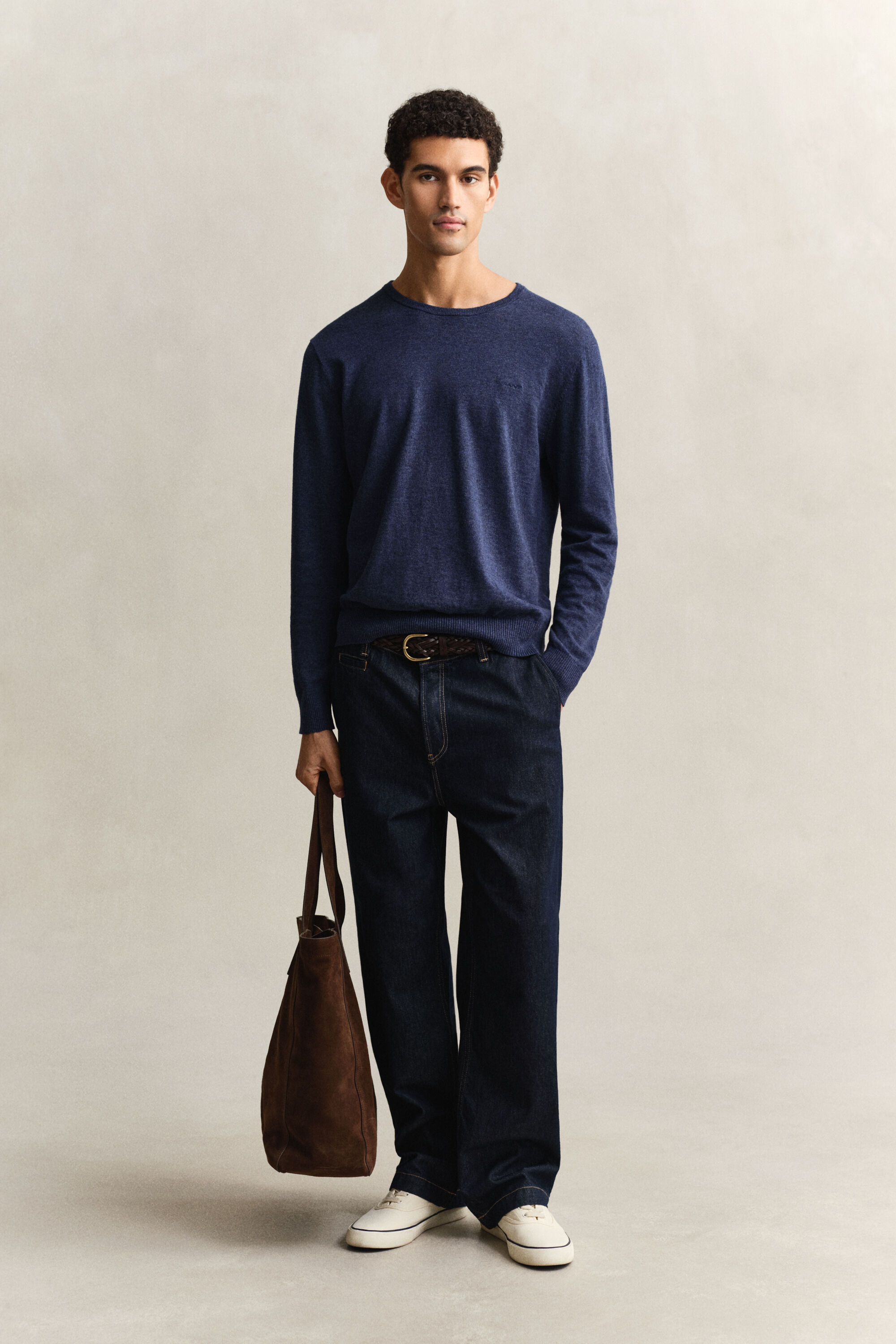 Camisola de malha em algodão com mistura de fios