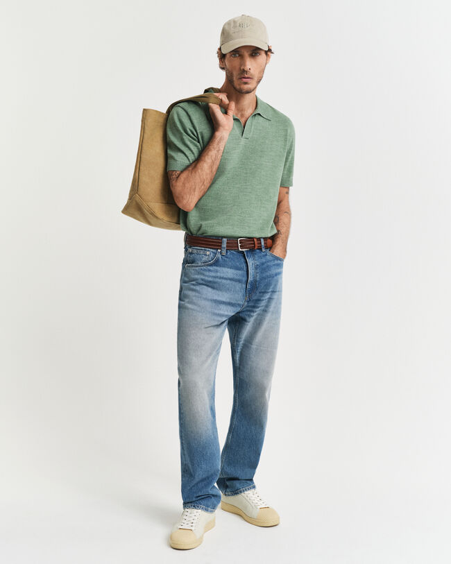 Camisola de malha estilo polo com manga curta Sunfaded