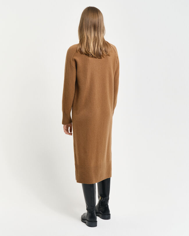 Vestido com gola alta Herringbone Detail