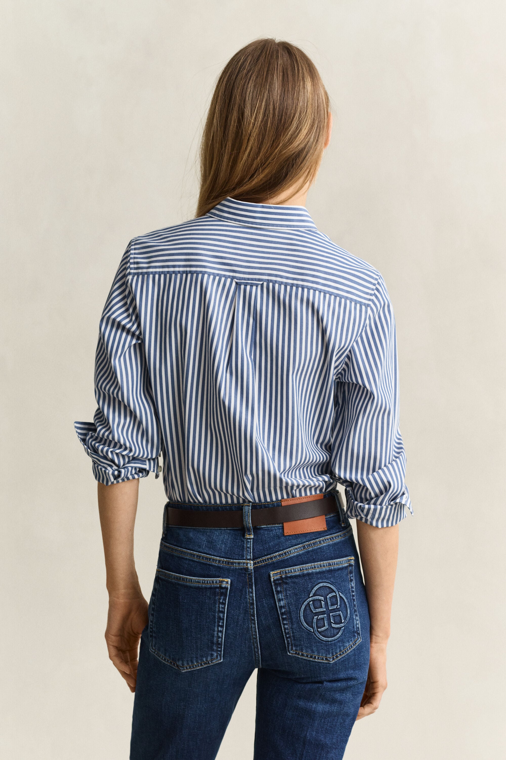 Camisa em popelina às riscas Classic regular fit