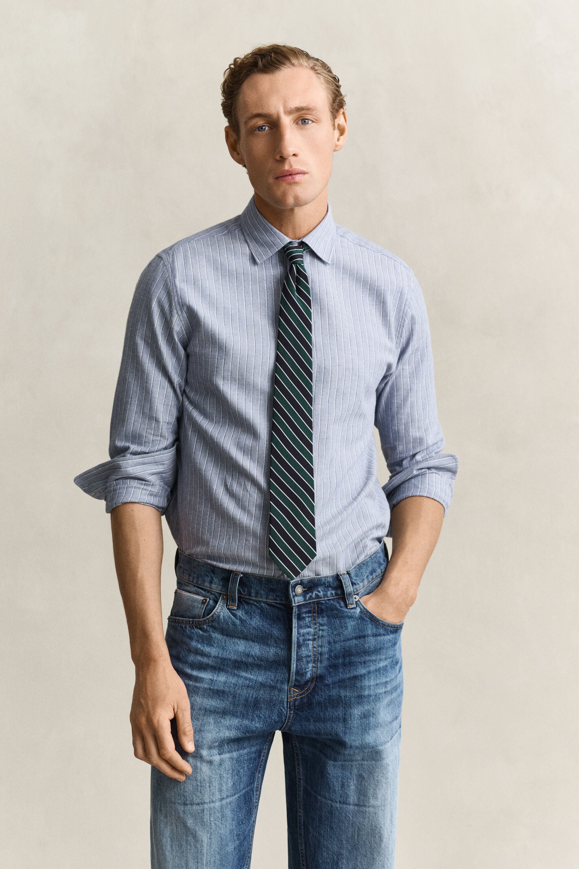 Camisa de flanela às riscas Mélange