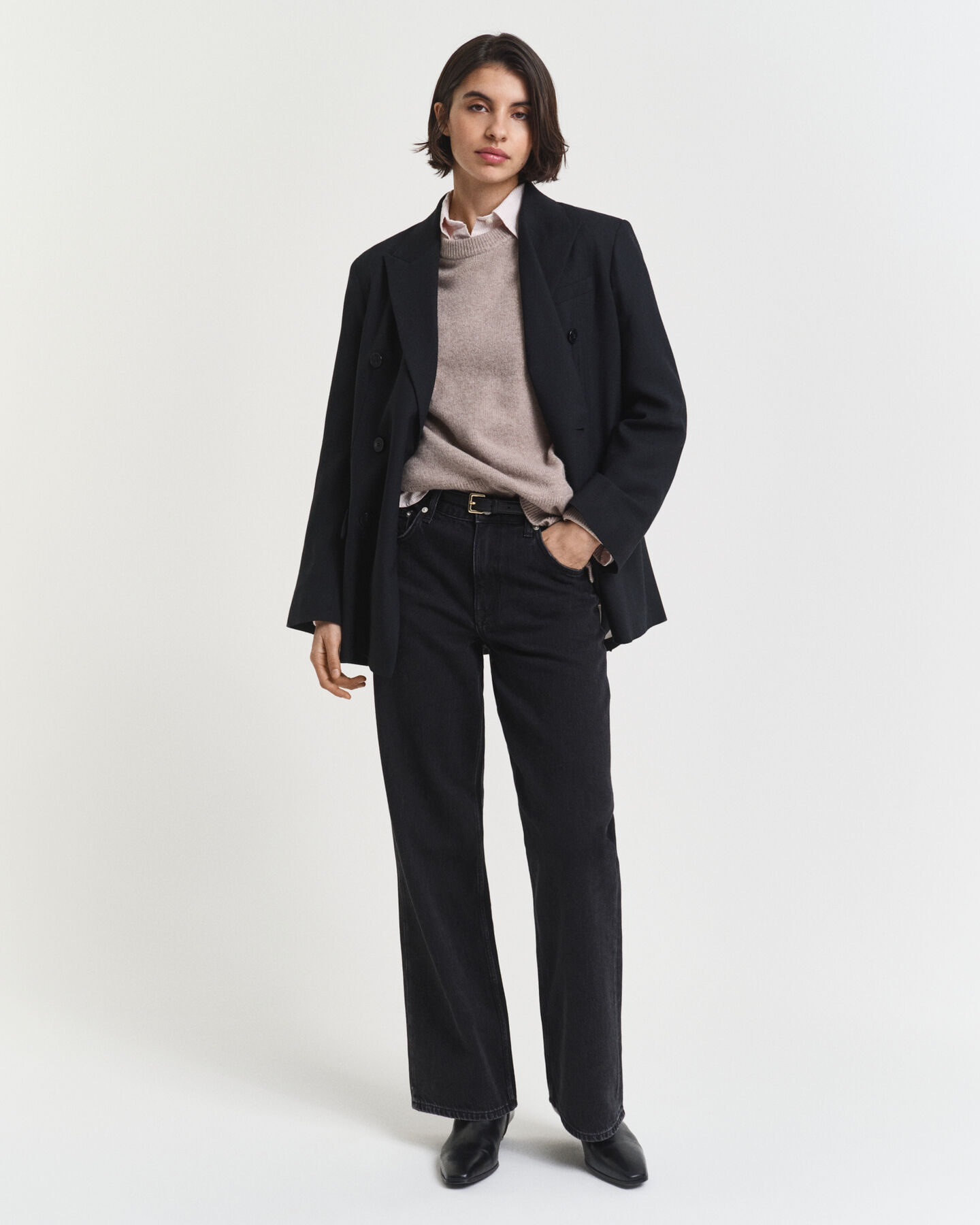 Camisola de malha em mistura de caxemira e lã suave com decote redondo