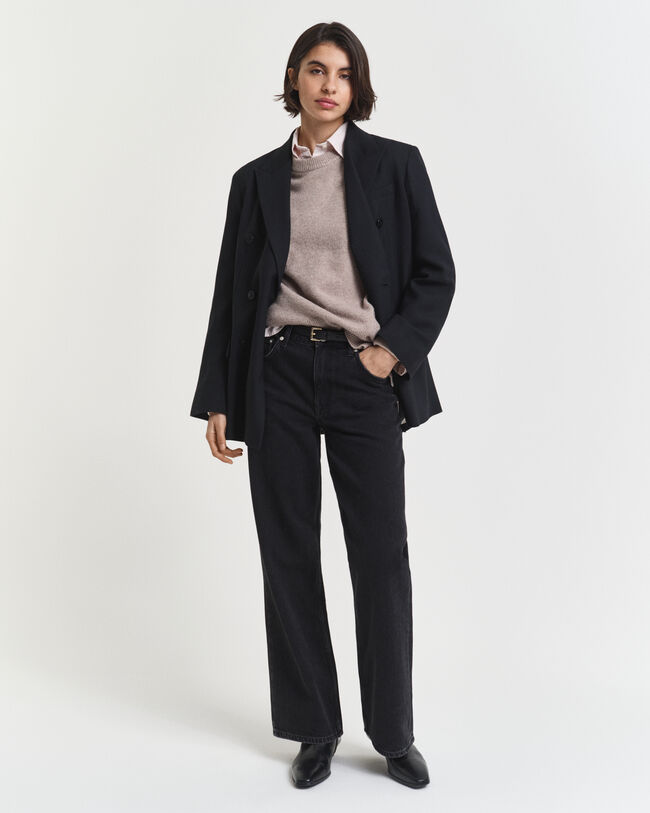 Camisola de malha em mistura de caxemira e lã suave com decote redondo