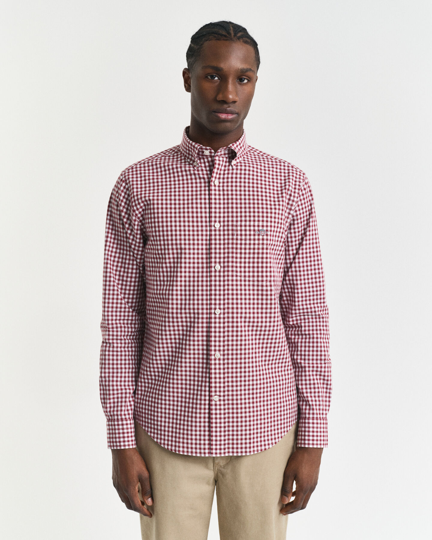 Camisa em popelina gingham Classic regular fit