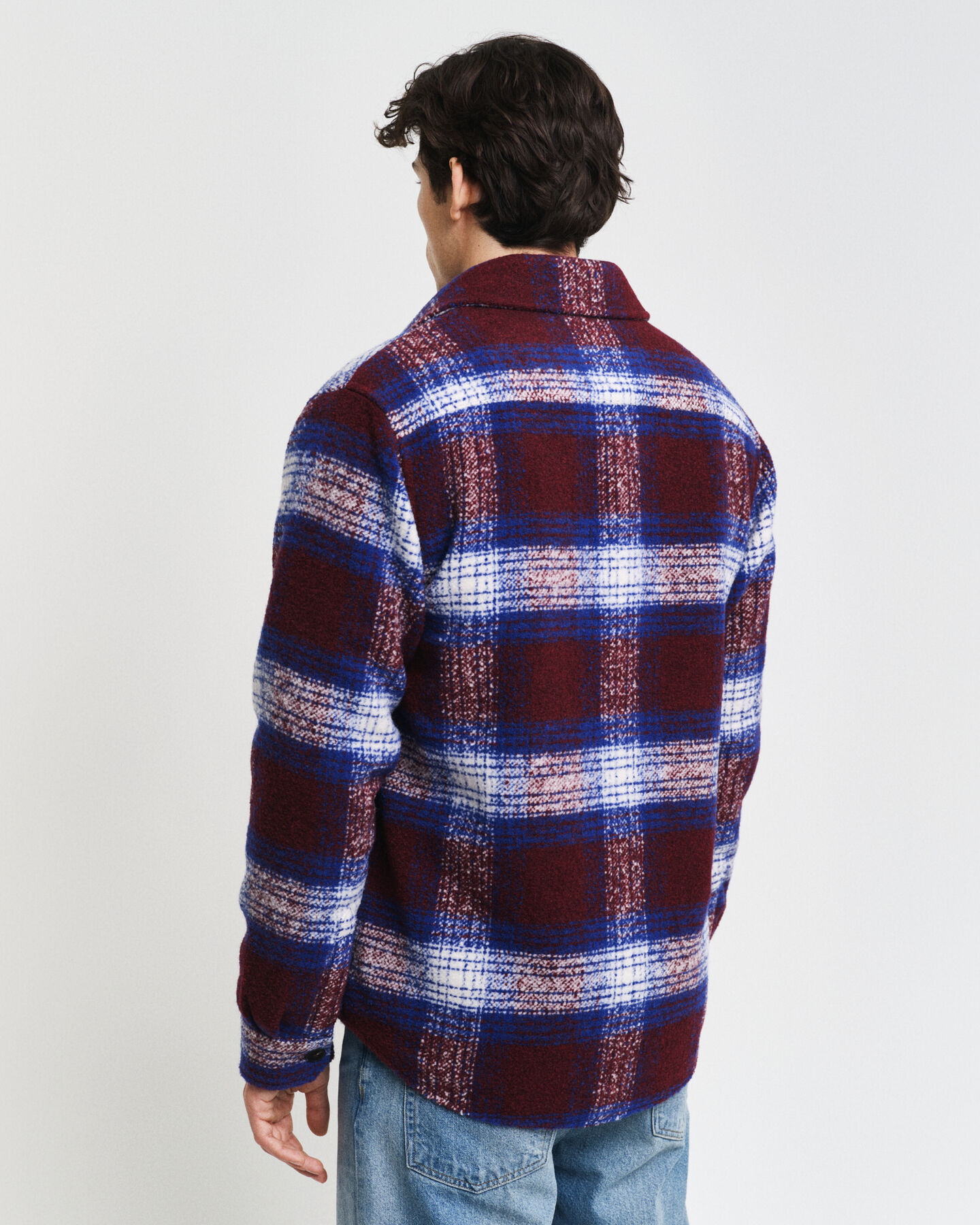 Sobrecamisa em mistura de lã com padrão de xadrez