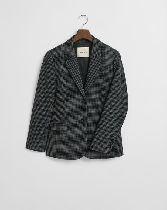 Blazer em lã com padrão Houndstooth regular fit