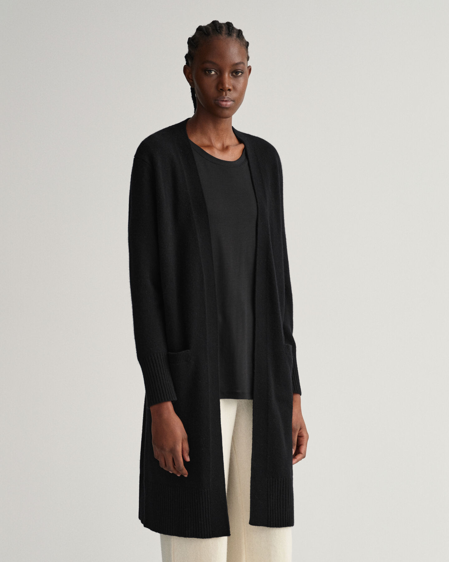 Casaco de malha comprido em lã