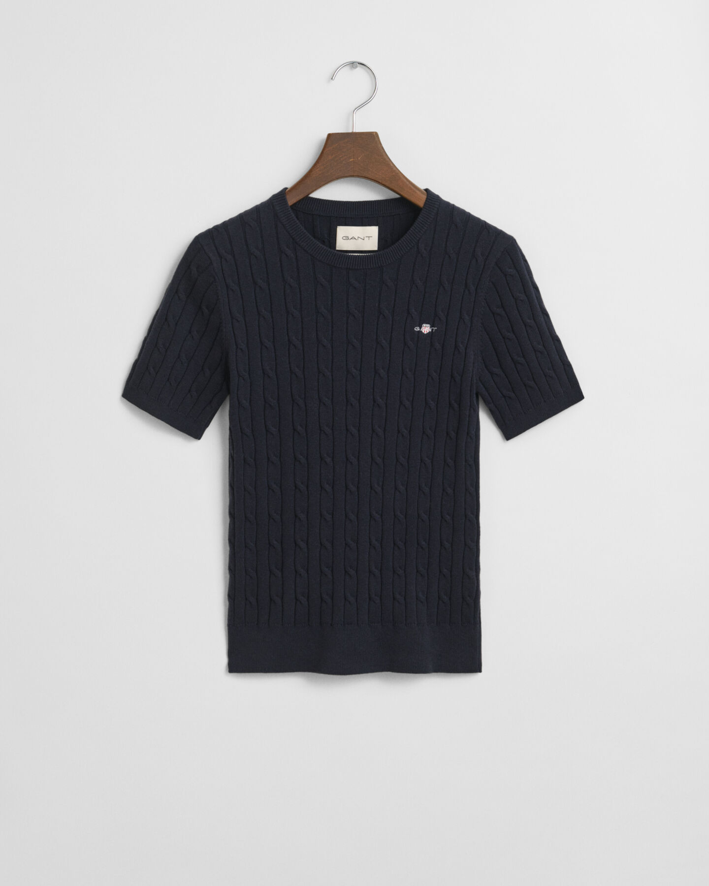 Camisola de malha entrançada em algodão com elastano