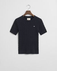 Camisola de malha entrançada em algodão com elastano