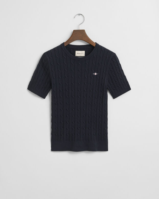 Camisola de malha entrançada em algodão com elastano