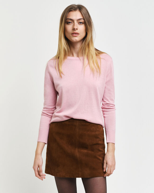 Pulover em malha fina com decote redondo