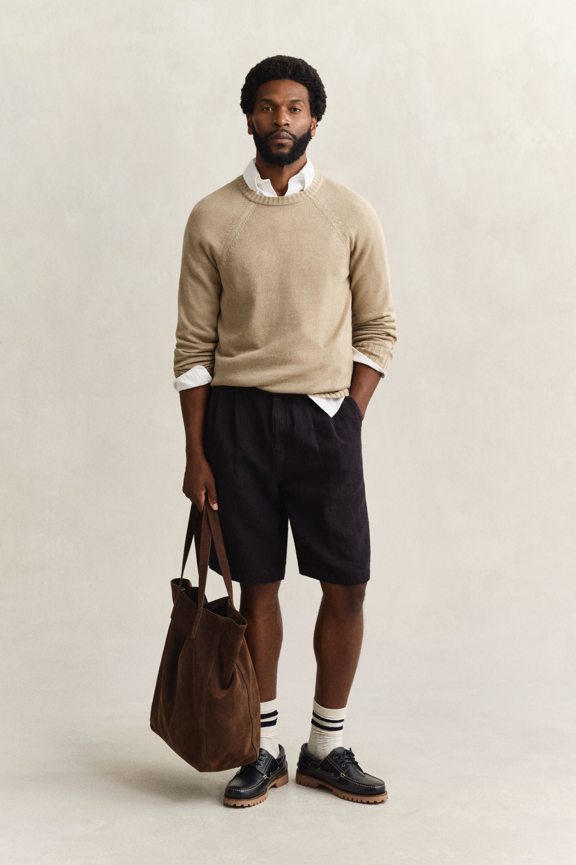 Camisola de malha em mistura de linho