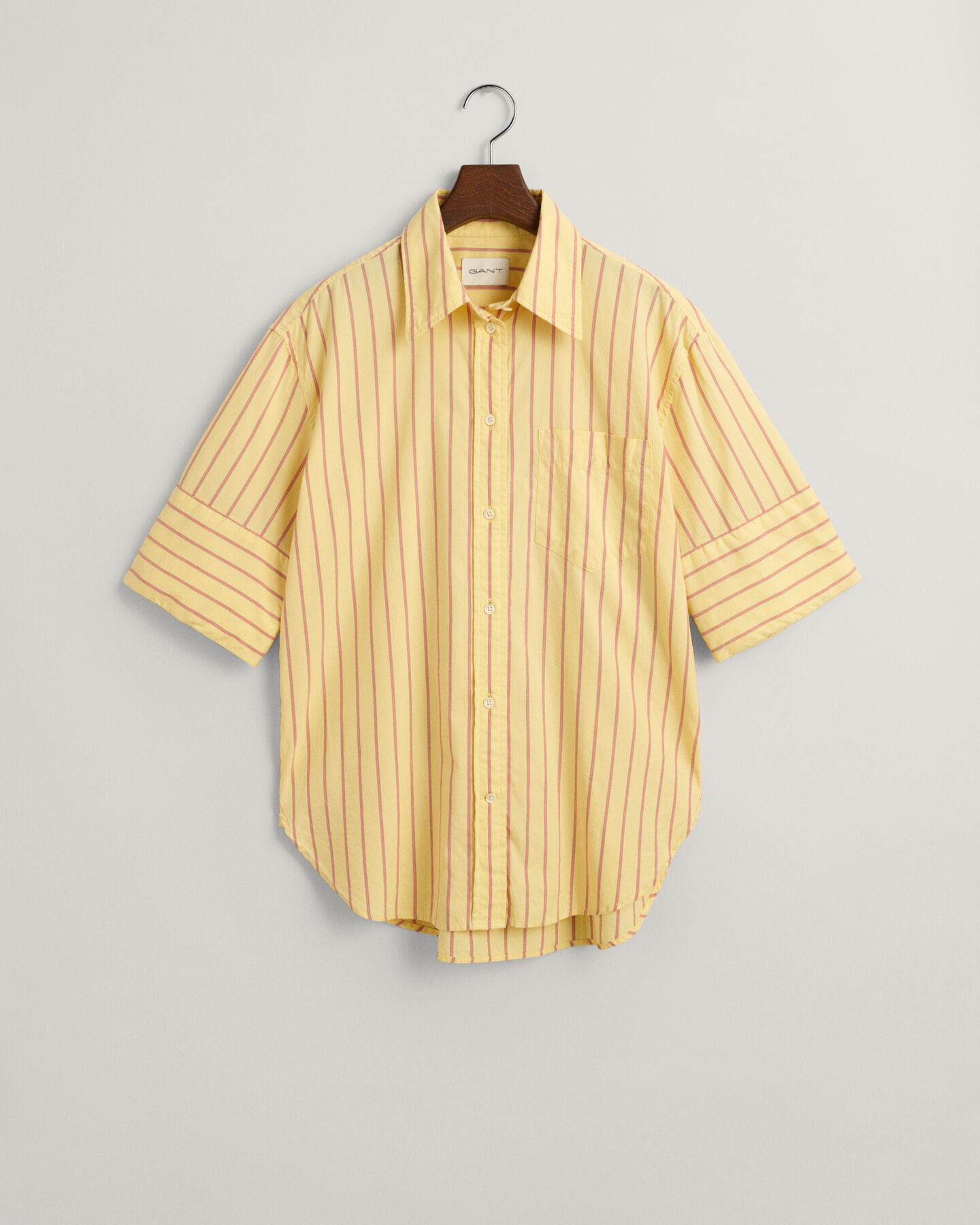 Camisa de manga curta Luxury Oxford &agrave;s riscas relaxed fit