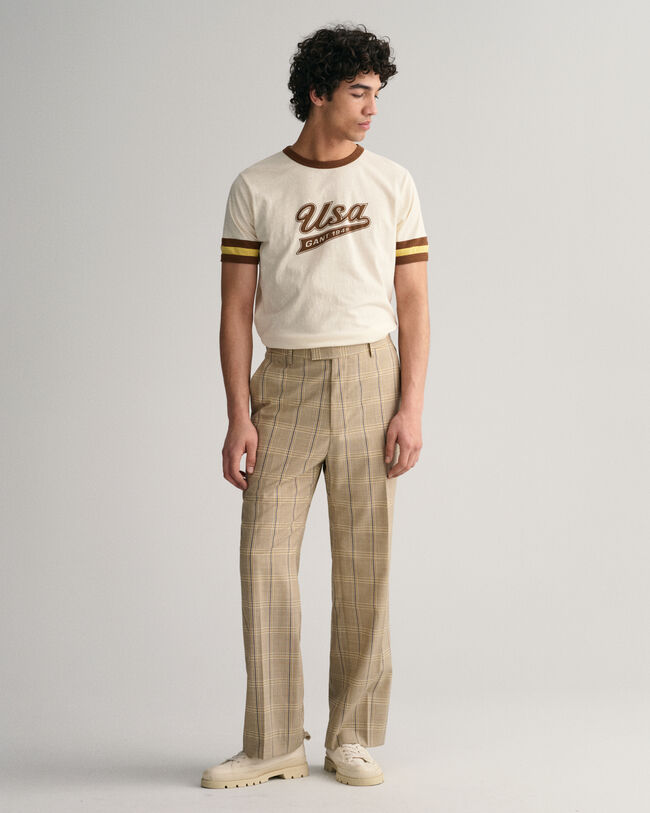 Calças formais com padrão de xadrez