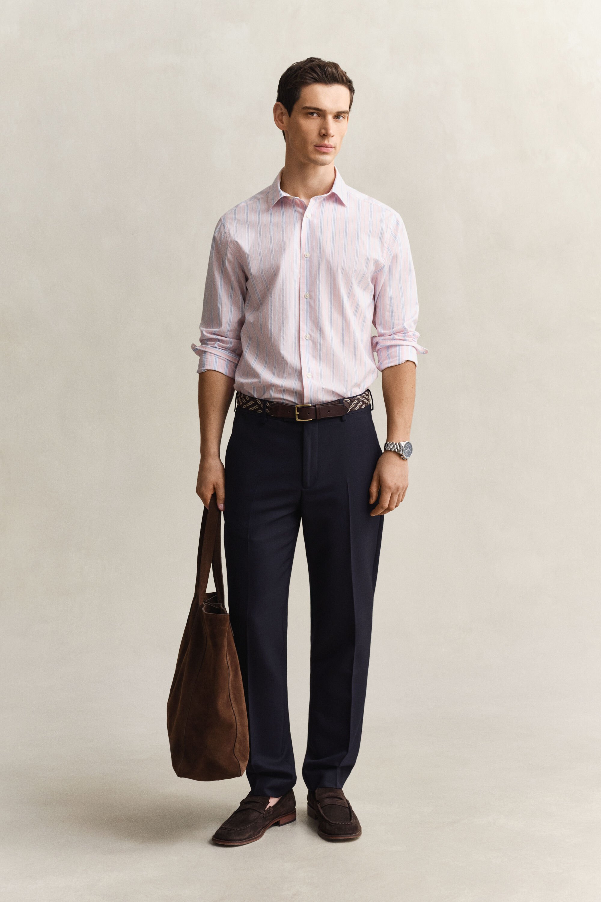 Camisa às riscas Dobby regular fit