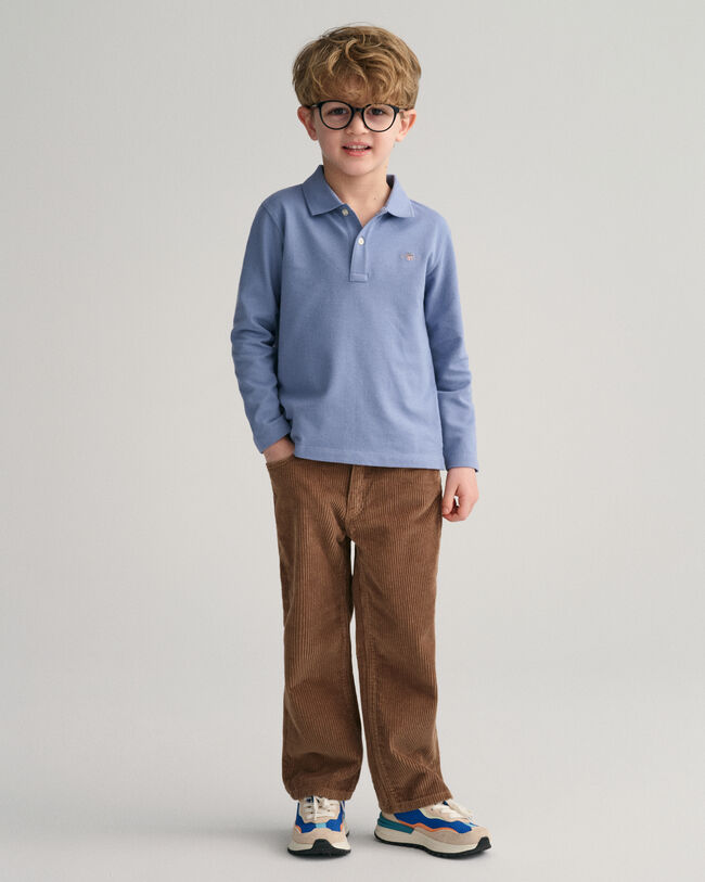 Polo de manga comprida em algod&atilde;o piqu&eacute; Shield Kids