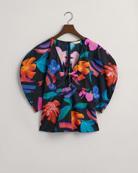 Blusa com mangas volumosas e estampado Floral