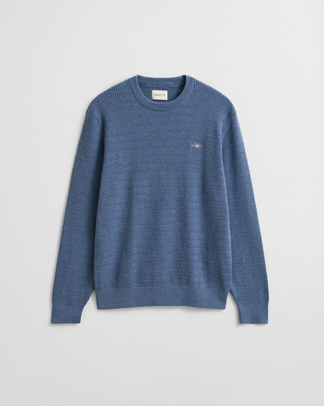 Camisola em mini malha entrançada com decote redondo