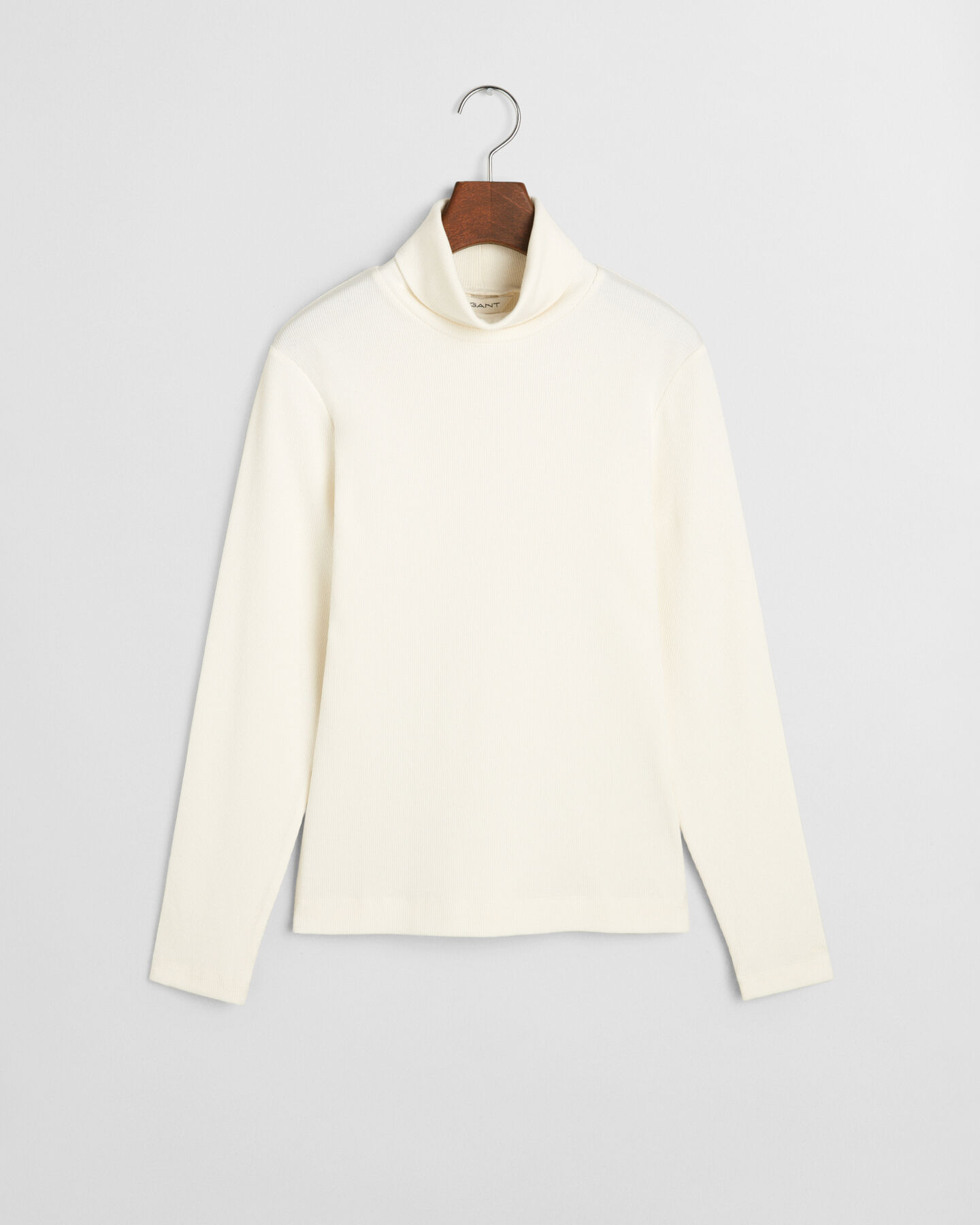 Camisola de manga comprida canelada com gola alta